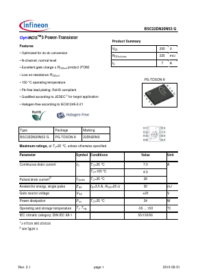 BSC22DN20NS3G Datasheet PDF Infineon Technologies