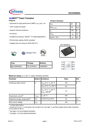 039N06NS Datasheet PDF Infineon Technologies
