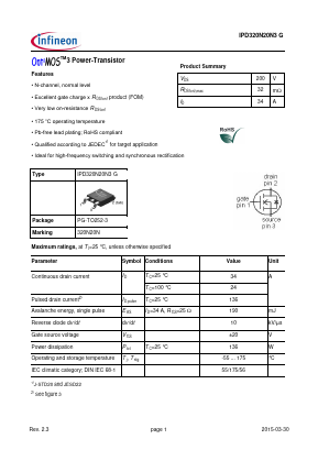 IPD320N20N3G Datasheet PDF Infineon Technologies