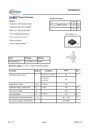 IPD30N06S2-23 Datasheet PDF Infineon Technologies