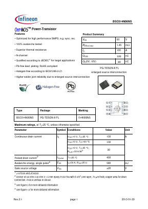 BSC014N06NS Datasheet PDF Infineon Technologies