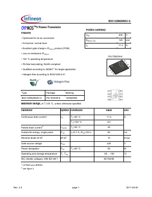 BSC12DN20NS3G Datasheet PDF Infineon Technologies