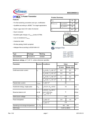 BSO330N02KG Datasheet PDF Infineon Technologies