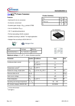 BSZ42DN25NS3G Datasheet PDF Infineon Technologies