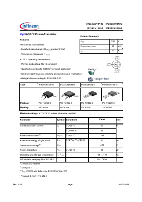 IPD33CN10NG Datasheet PDF Infineon Technologies