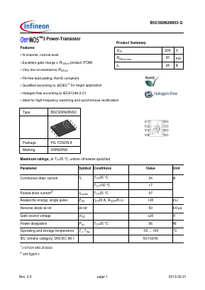 500N20NS Datasheet PDF Infineon Technologies