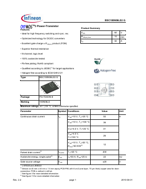 BSC100N06LS3G Datasheet PDF Infineon Technologies