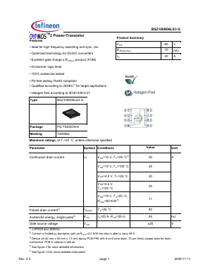 BSZ100N06LS3G Datasheet PDF Infineon Technologies
