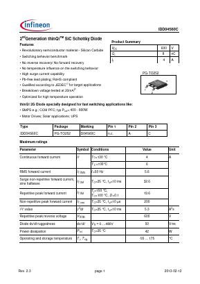 IDD04S60C Datasheet PDF Infineon Technologies