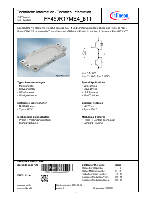 FF450R17ME4_B11 Datasheet PDF Infineon Technologies