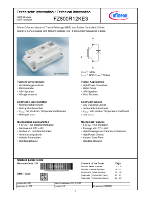 FZ800R12KE3 Datasheet PDF Infineon Technologies