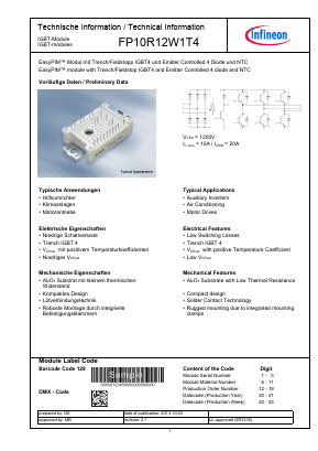 FP10R12W1T4 Datasheet PDF Infineon Technologies