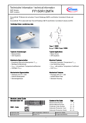 FF150R12MT4 Datasheet PDF Infineon Technologies