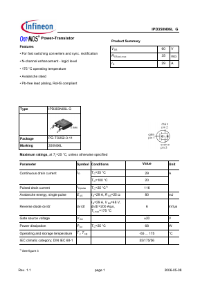IPD350N06LG Datasheet PDF Infineon Technologies