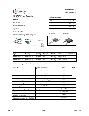 15P10PL Datasheet PDF Infineon Technologies