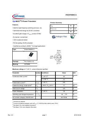 IPA057N06N3G Datasheet PDF Infineon Technologies