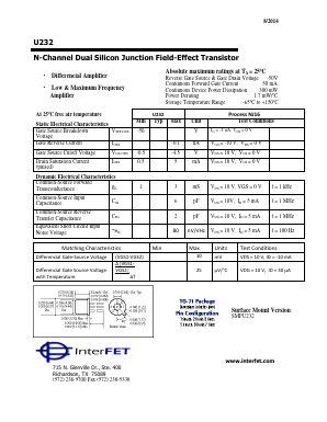 U232 Datasheet PDF InterFET 