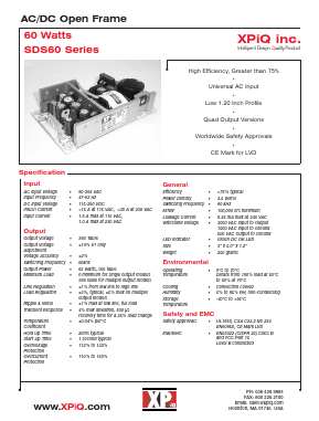 SDS60UD01D Datasheet PDF International Power DC Power Supplies