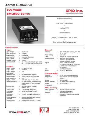 SMQ500PS05-CB Datasheet PDF International Power DC Power Supplies