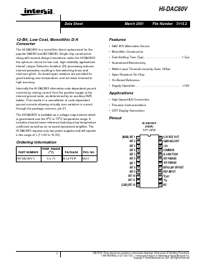 HI-DAC80V Datasheet PDF Intersil