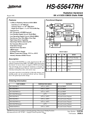 HS-65647RH Datasheet PDF Intersil