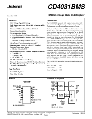 CD4031BMS Datasheet PDF Intersil