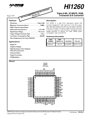HI1260 Datasheet PDF Intersil