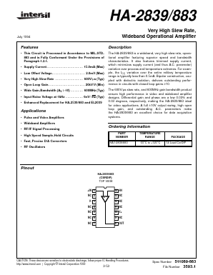 HA-2839-883 Datasheet PDF Intersil