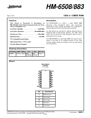HM-6508/883 Datasheet PDF Intersil