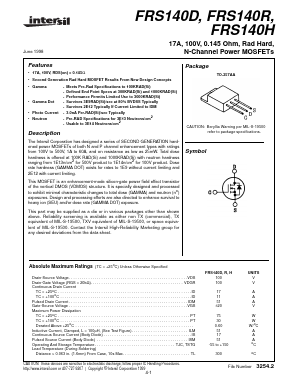 FRS140H Datasheet PDF Intersil