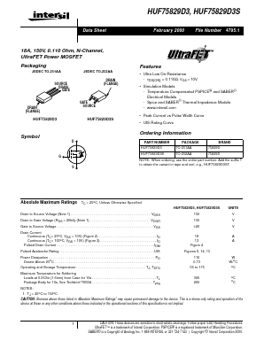 HUF75829D3ST Datasheet PDF Intersil