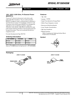 RF1S9540SM Datasheet PDF Intersil