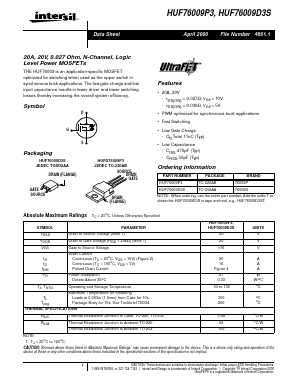 HUF76009D3S Datasheet PDF Intersil