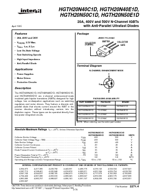 G20N50E1D Datasheet PDF Intersil