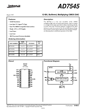 AD7545AN Datasheet PDF Intersil