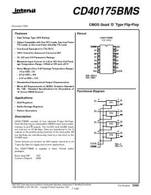 CD40175BMS Datasheet PDF Intersil