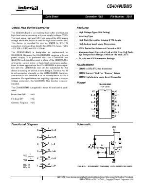 CD4049 Datasheet PDF Intersil