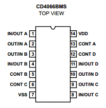 CD4066BMS Datasheet PDF Intersil