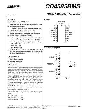 CD4585BMSFN3347 Datasheet PDF Intersil