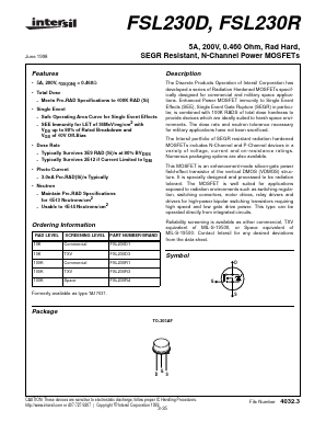 FSL230R Datasheet PDF Intersil