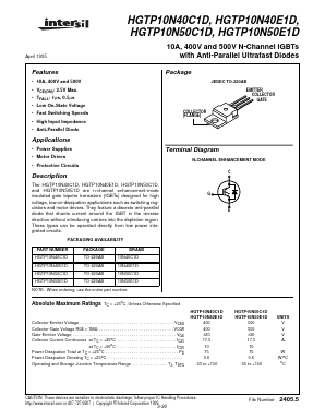 10N50C1D Datasheet PDF Intersil