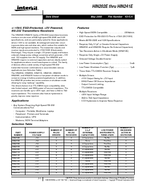 HIN208E Datasheet PDF Intersil