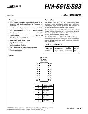 HM-6518/883 Datasheet PDF Intersil