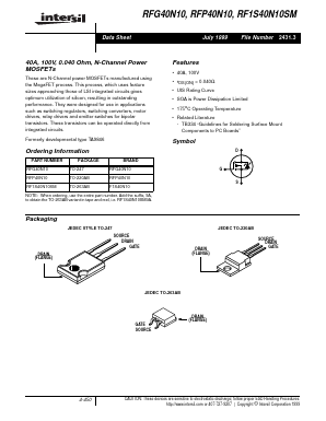 RFP40N10 Datasheet PDF Intersil