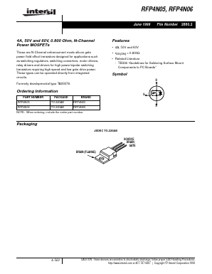 RFP4N05 Datasheet PDF Intersil
