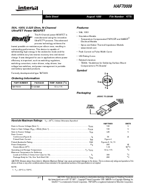 HAF70009 Datasheet PDF Intersil