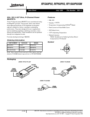 RF1S60P03SM Datasheet PDF Intersil