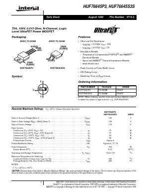 HUF76645P3 Datasheet PDF Intersil