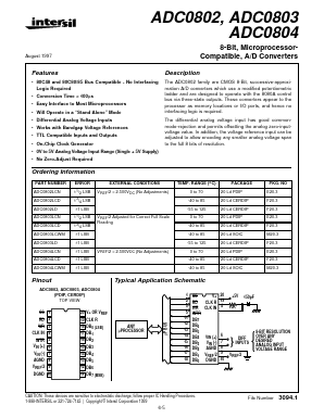 ADC0802LCN Datasheet PDF Intersil