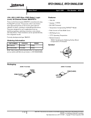 RFD15N06LESM Datasheet PDF Intersil